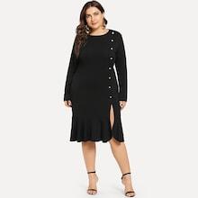 Shein Plus Button Side Split Fishtail Dress