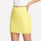 Shein Laser Cut Insert Eyelet Embroidery Ruffle Skirt
