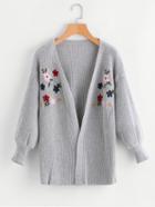 Shein Flower Embroidered Drop Shoulder Sweater