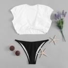 Shein Twist Front V Neck Two Piece Swimwear