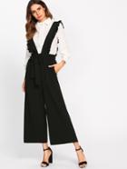 Shein Bow Tie Culotte Pants With Ruffle Strap