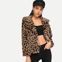 Shein Waterfall Leopard Outerwear