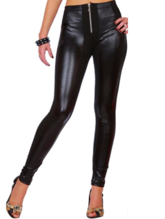 Shein Black Skinny Zipper Pu Leggings