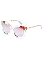 Shein Clear Print Frame Pink Cat Eye Sunglasses