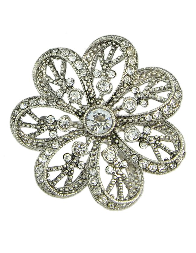 Shein Big Flower Rhinestone Brooch
