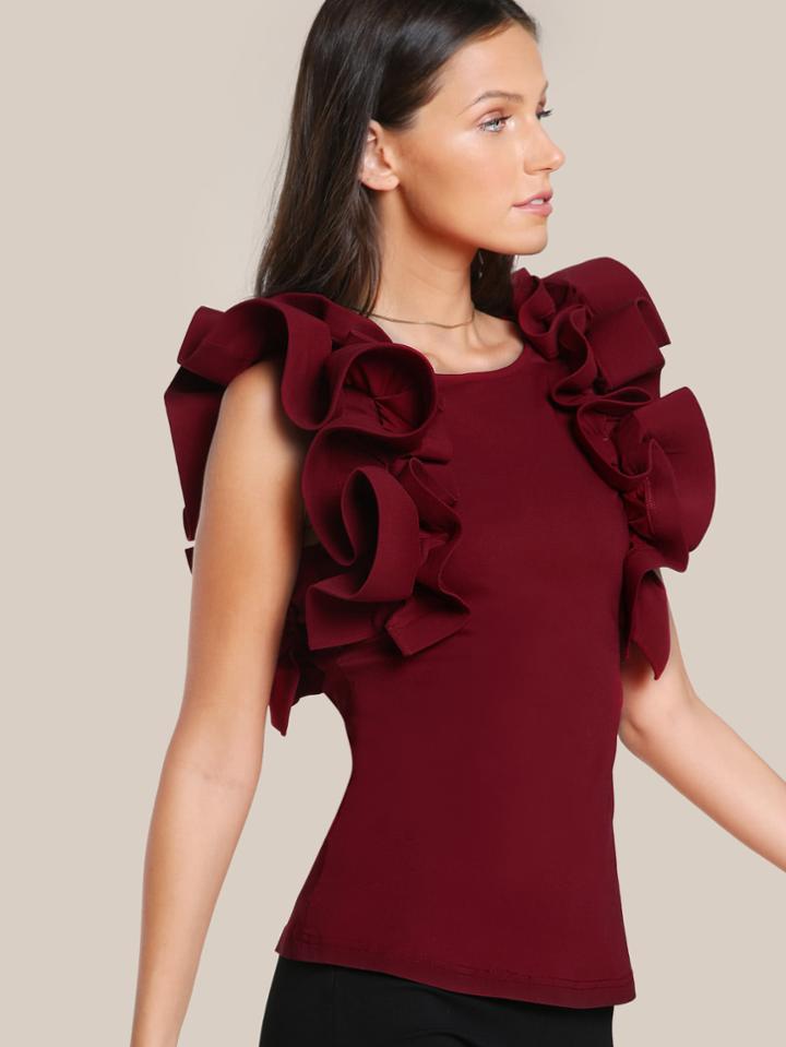 Shein Exaggerate Ruffle Trim Top