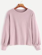 Shein Pink Drop Shoulder Lantern Sleeve Jersey Sweater