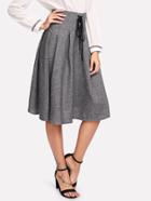 Shein Grommet Lace Up Waist Boxed Pleated Skirt