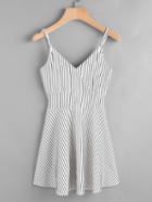 Shein Striped Wrap Front Zip Back Cami Dress