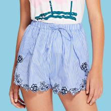 Shein Embroidery Striped Shorts