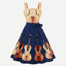 Shein Guitar Print Knot Side Dress