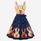 Shein Guitar Print Knot Side Dress