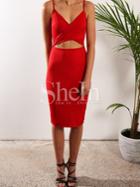 Shein Red Spaghetti Strap Cut Out Sheath Dress