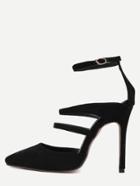 Shein Black Faux Suede Point Toe Mary Jane Pumps