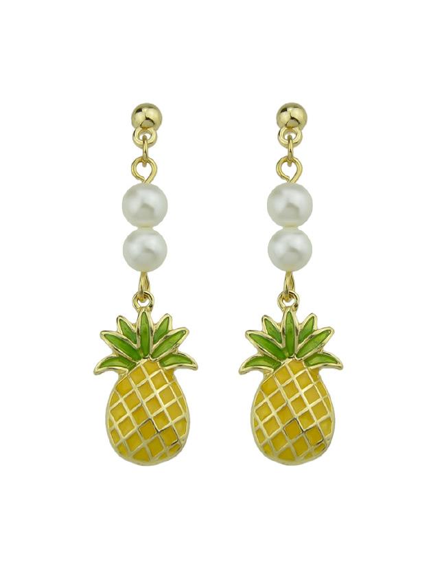 Shein Enamel Pineapple Pattern Dangle Earrings For Women