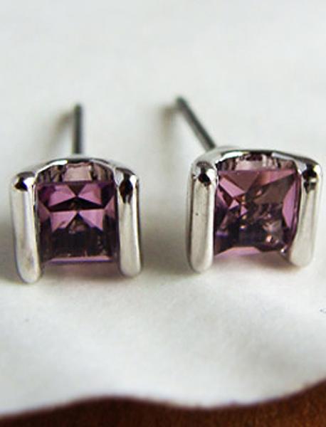 Shein Red Diamond Fashion Silver Stud Earrings