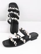 Shein Faux Pearl Embellished Strap Slide Sandals
