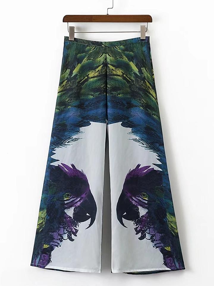 Shein Parrot Print Wide Leg Pants