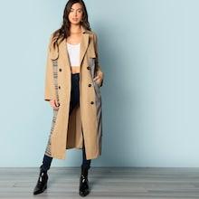 Shein Flap Front Cut And Sew Trench Coat