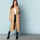 Shein Flap Front Cut And Sew Trench Coat