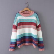 Shein Drop Shoulder Colourful Striped Jumper