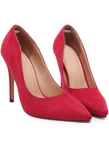 Shein Red Point Toe Suede High Stiletto Heel Pumps