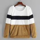 Shein Block-stripe Teddy Sweatshirt