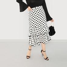 Shein Plus Layered Ruffle Polka Dot Mermaid Skirt