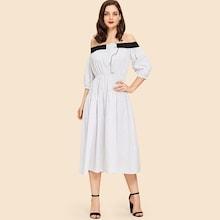 Shein Contrast Tape Off Shoulder Dress