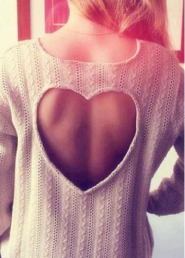 Rosewe Hollow Back Long Sleeve Khaki Sweater