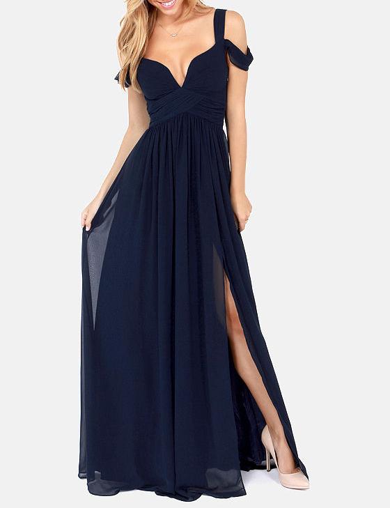 Shein Navy Off The Shoulder Maxi Dress