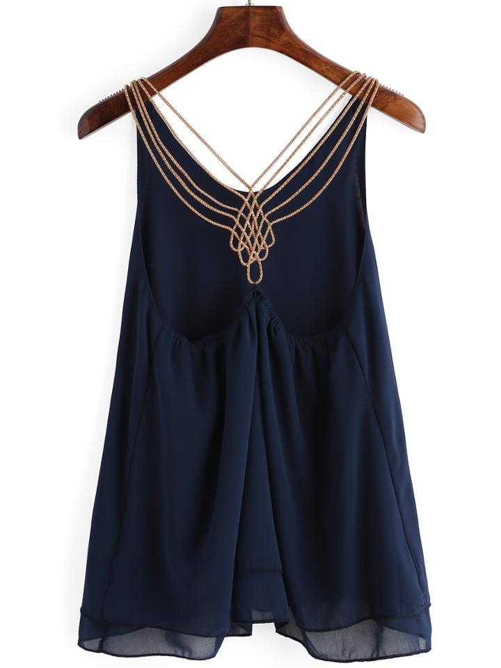 Shein Chain Strap Chiffon Cami Top