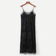 Shein Contrast Lace Velvet Cami Dress