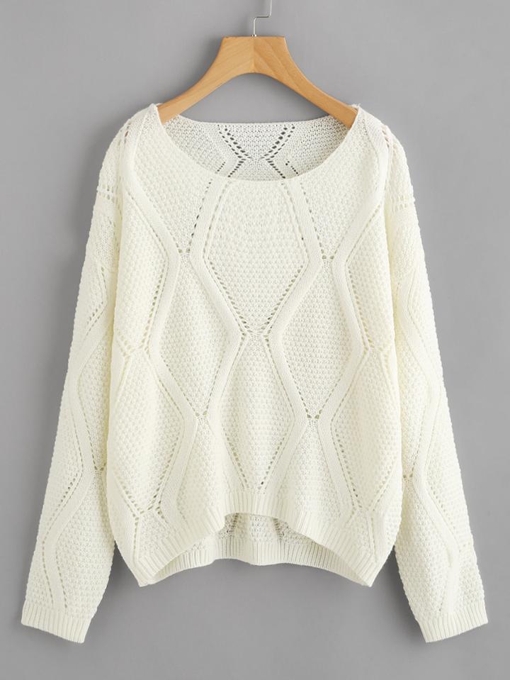 Shein Eyelet Geo Knit Jumper