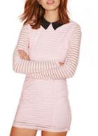 Rosewe Enchanting Long Sleeve Turndown Collar Pink Bodycon Dress