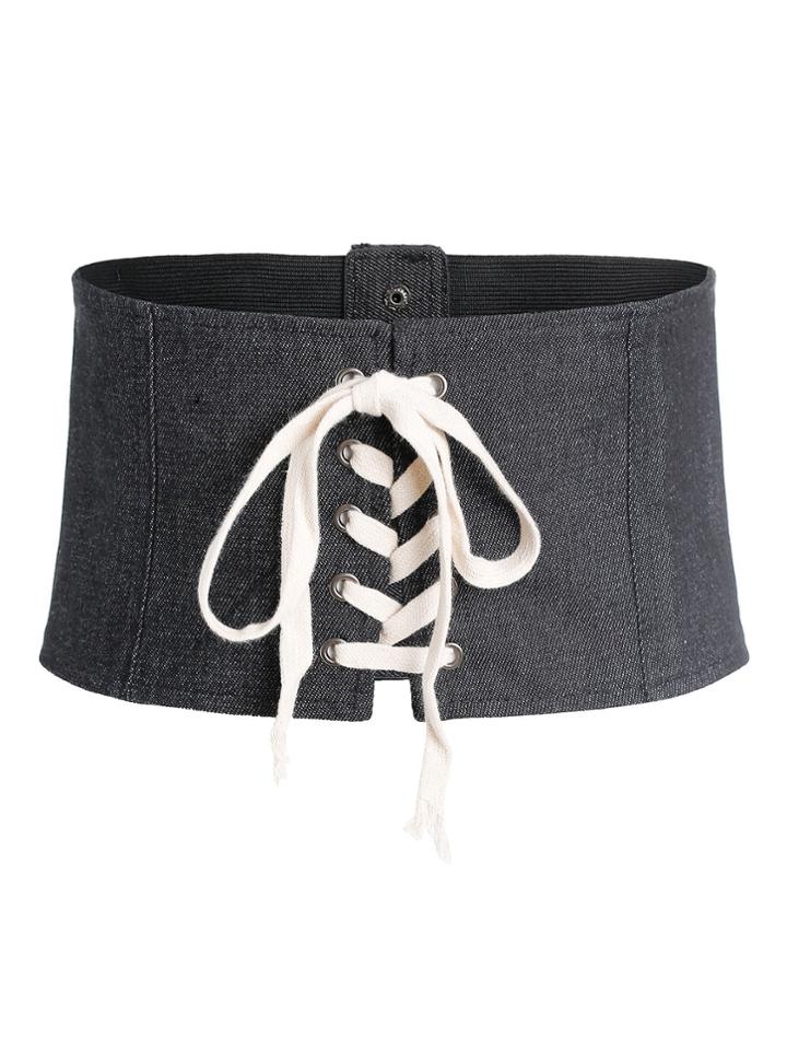 Shein Contrast Lace Up Denim Corset Belt