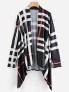 Shein Checked Open Front Drape Coat