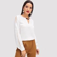 Shein V-cutout Neck Blouse