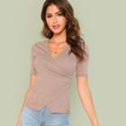 Shein Ribbed Knit Overlap Tee