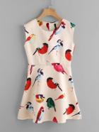 Shein Allover Birds Print Dress