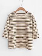 Shein Half Sleeve Striped Tee