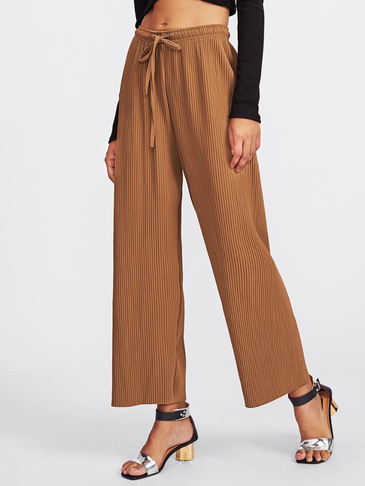 Shein Drawstring Waist Ribbed Pants