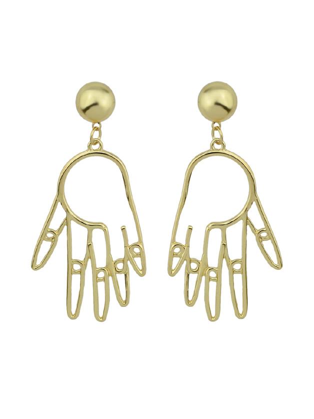 Shein Hand Shape Hanging Statement Geometric Drop Earrings