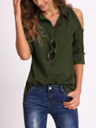 Shein Army Green Open Shoulder Blouse