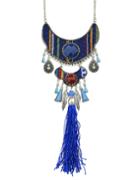 Shein Blue Ethnic Gemstone Long Necklace