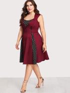 Shein Polka Dot Panel Double Breasted Dress
