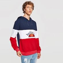 Shein Men Letter Print Color Block Hoodie