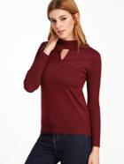 Shein Burgundy Cut Out Ribbed Sweater