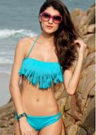 Rosewe Sky Blue Beach Essential Women Lace Up Bikini Set