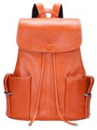 Shein Orange Drawstring Magnetic Pocket Backpack